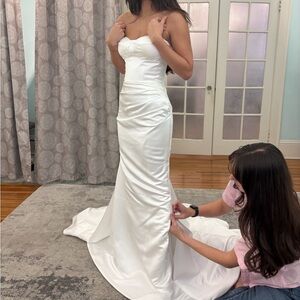 Satin strapless wedding dress